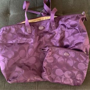 Women’s Nylon Coach Duffle with matching Accessory Pouch